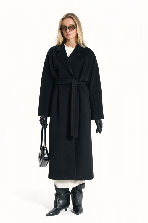 Шерстяное пальто в стиле Max Mara, черное. Арт. 547