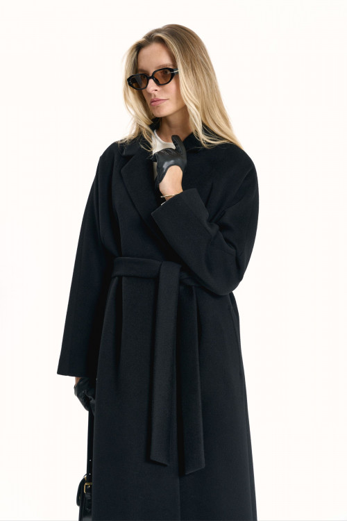 Шерстяное пальто в стиле Max Mara, черное. Арт. 547